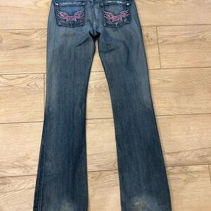 Vintage rock and Republic flare jeans, size 29 but fits like 28. Low rise. EUC